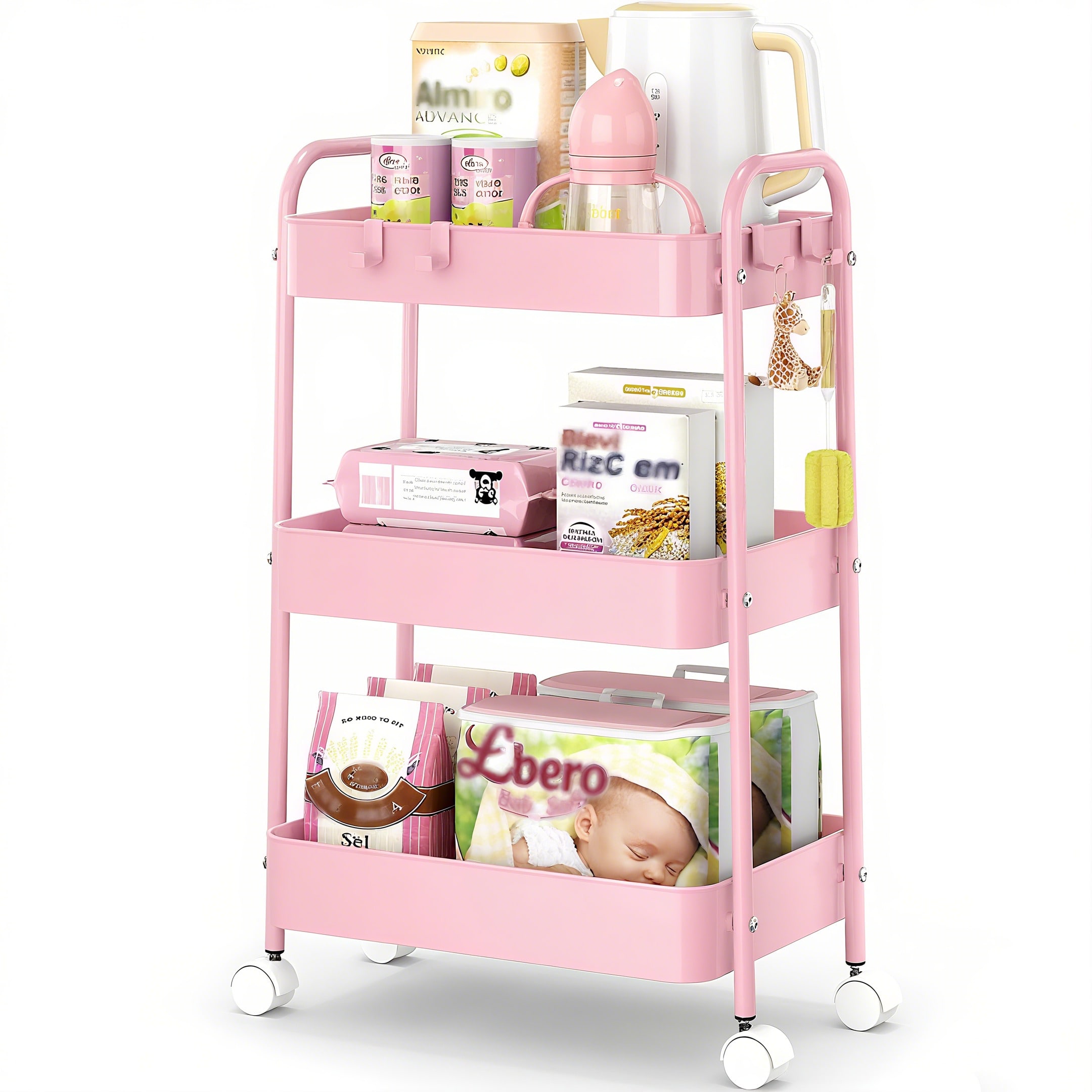 Baby Nursery Essentials - Carrello a 3 Ripiani in Metallo