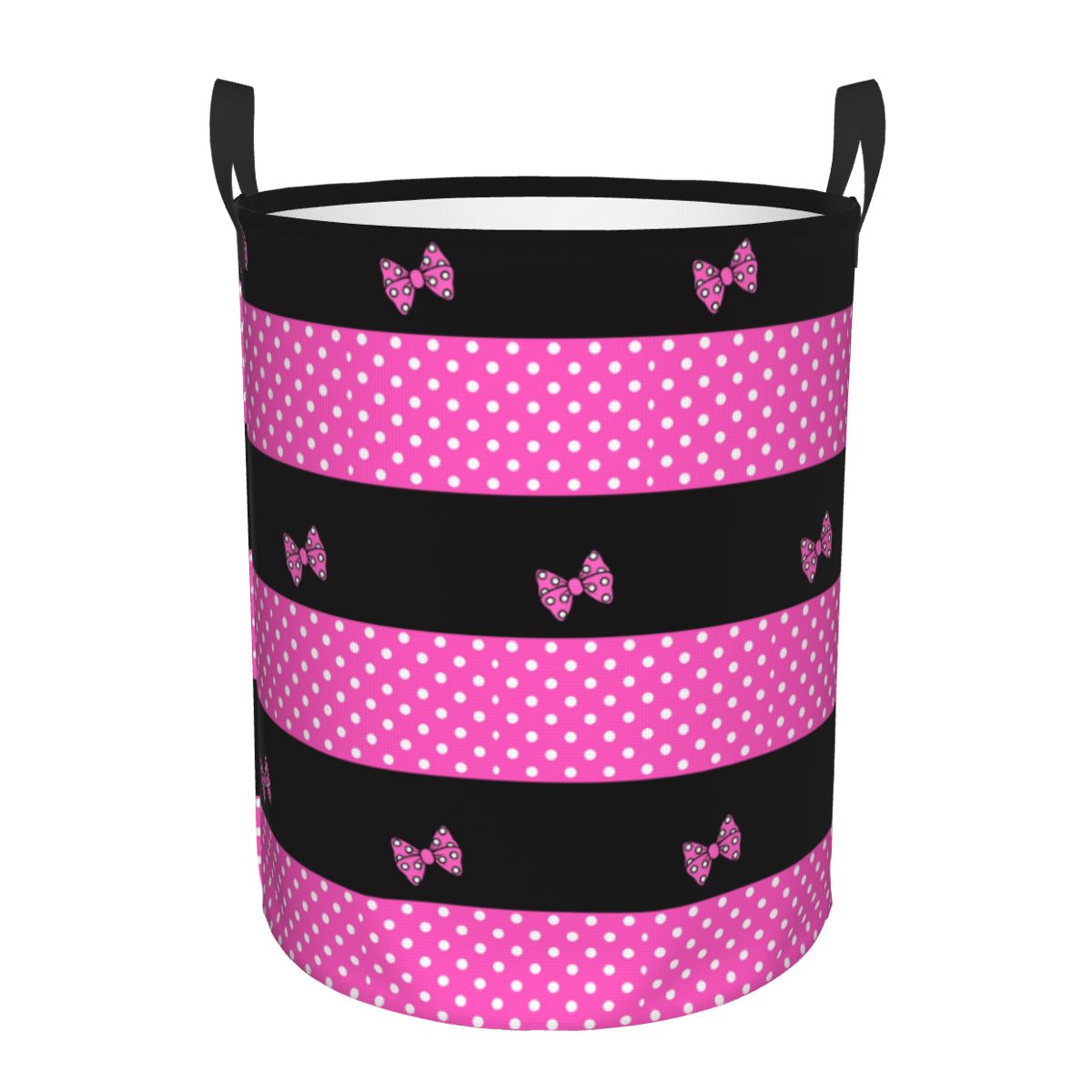 Baby Nursery Items - Cestino portabiancheria personalizzato Minnie Polkadots rosa