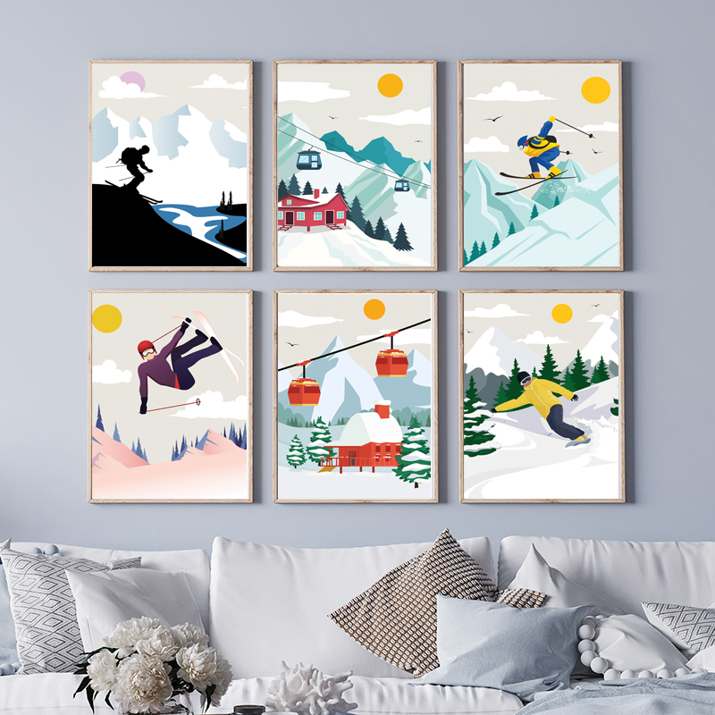 Baby Nursery Mountain Theme - Stampa su tela minimalista con montagna