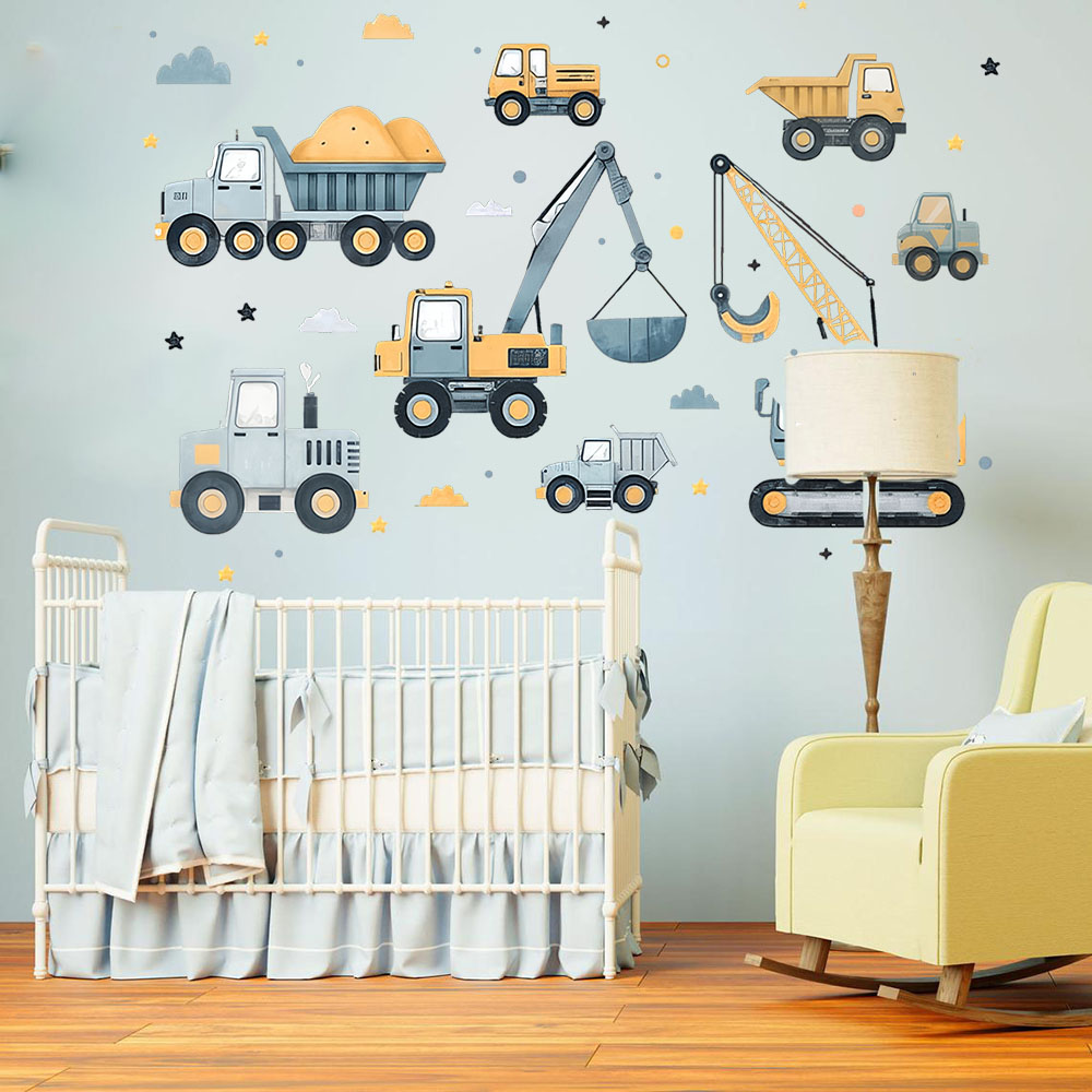 Baby Nursery Decals - Set di veicoli per escavatore dei