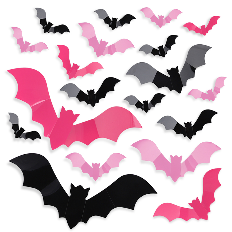 Baby Nursery Decals - 24/48 pezzi Halloween pipistrelli rosa adesivo