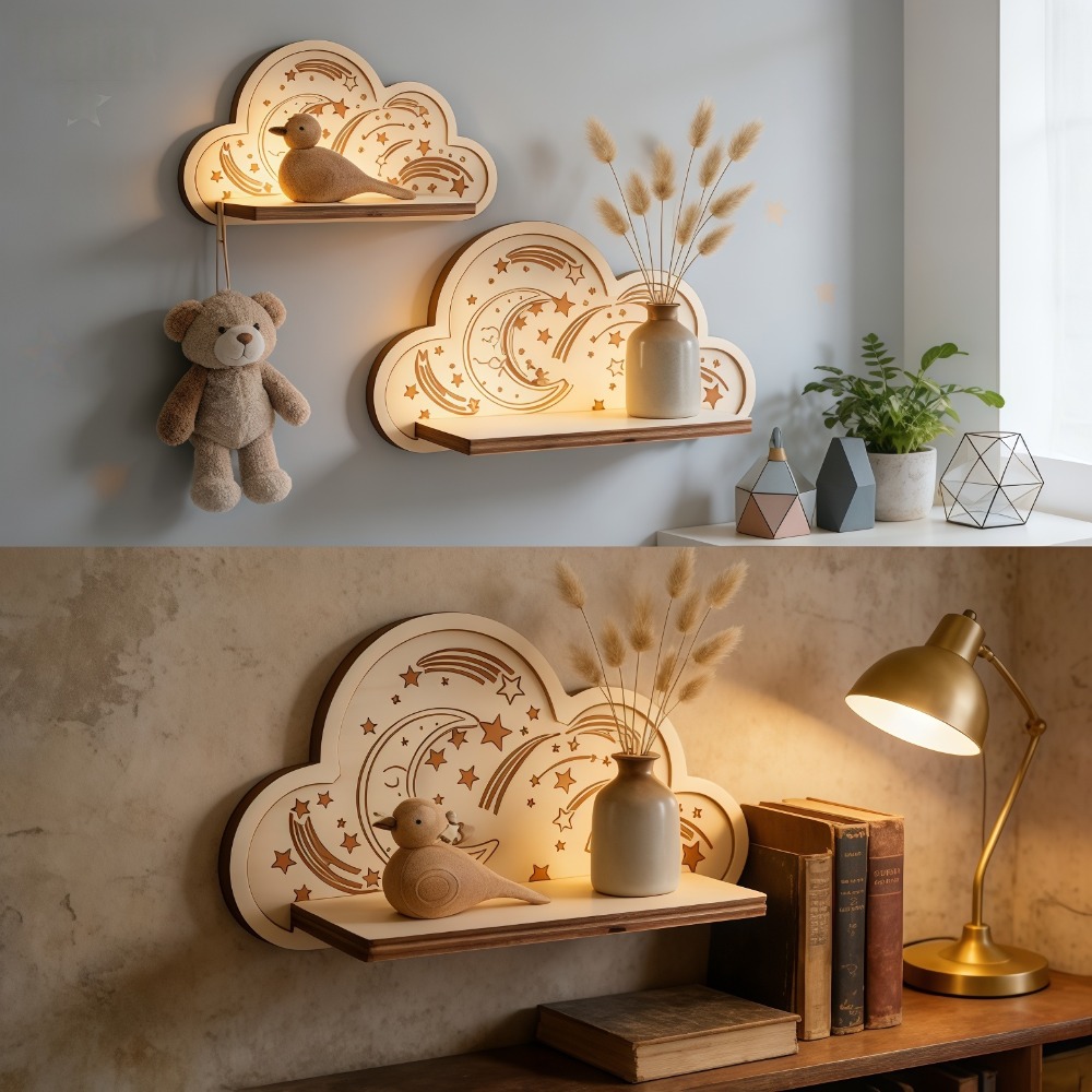 Baby Nursery Hooks - Mensola da Parete in Legno a
