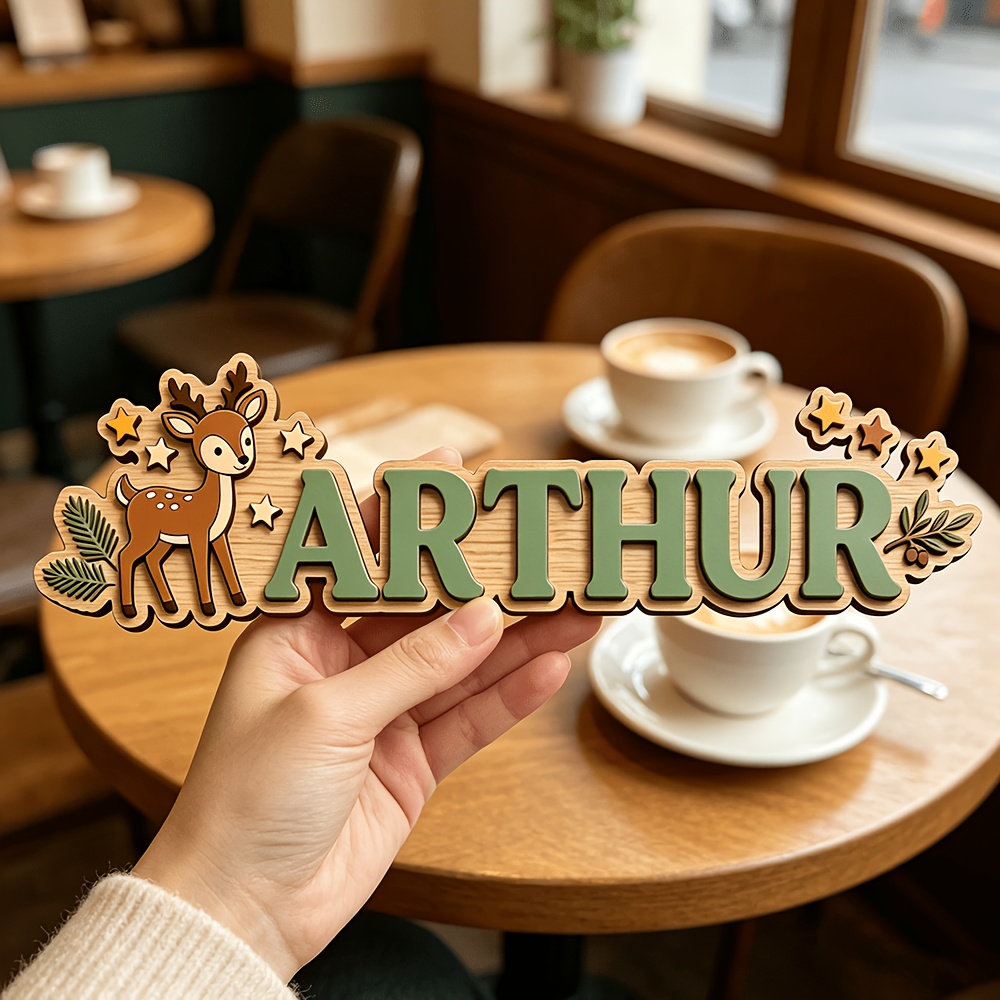 Baby Nursery Name - Targa in Legno Personalizzata con Cervo