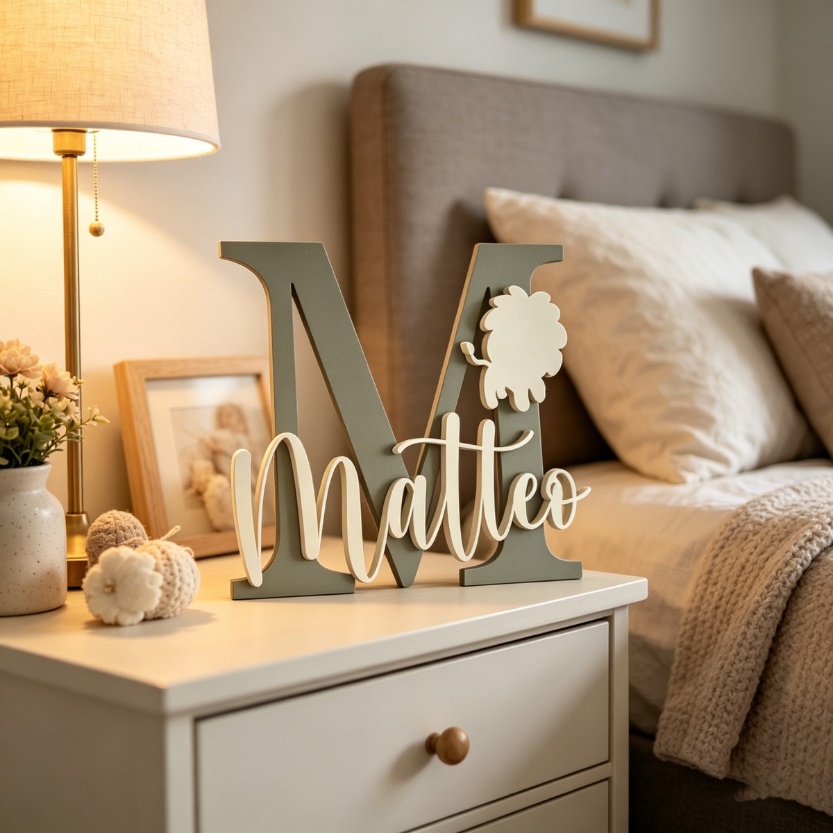 Baby Nursery Name - 1 Pezzo Targa in Legno Personalizzata