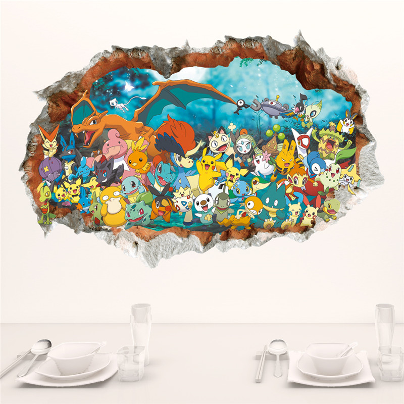 Baby Nursery Decals - Cartoon pokragon Pikachu Wall Sticker per