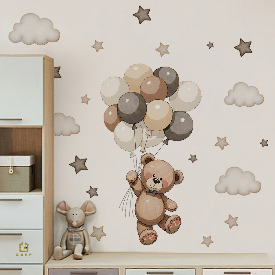 Baby Nursery Wall Decor - Adorabili adesivi murali con orsacchiotto, decorazioni