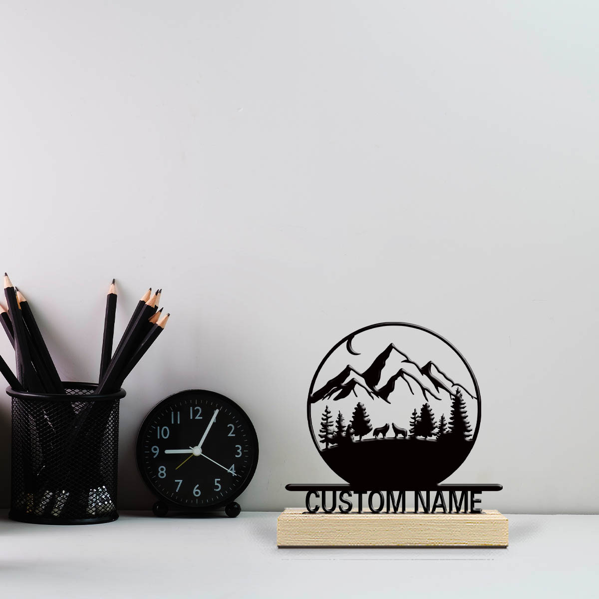 Baby Nursery Mountain Theme - Decorazione Personalizzata in Metallo e Legno