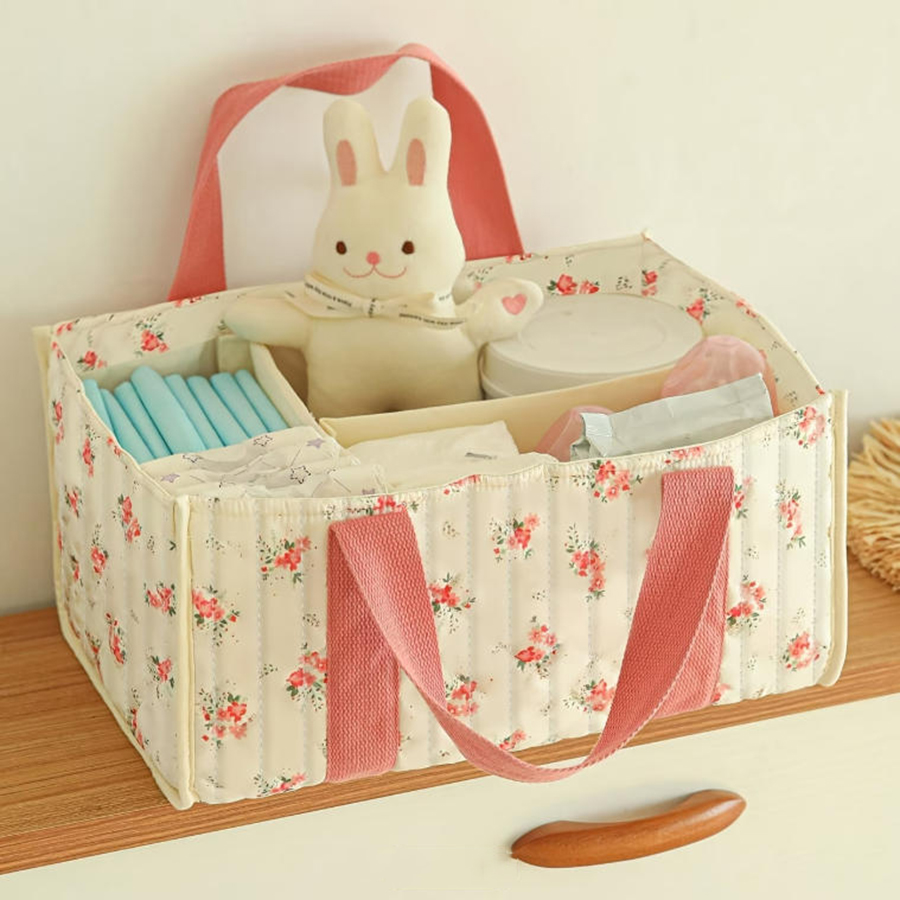 Baby Nursery Essentials - Organizer per Pannolini Floreale, Cesto Portatile