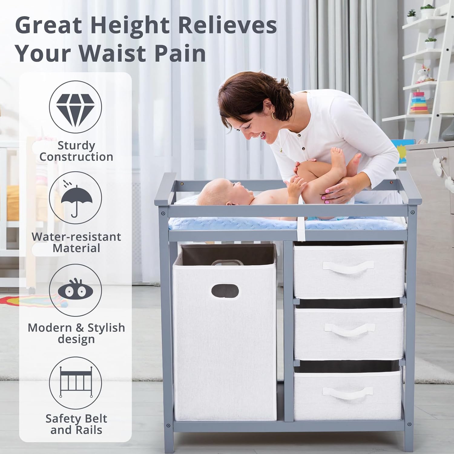 Fasciatoio con materassino, 3  - Baby Nursery Unit recensione e prezzo