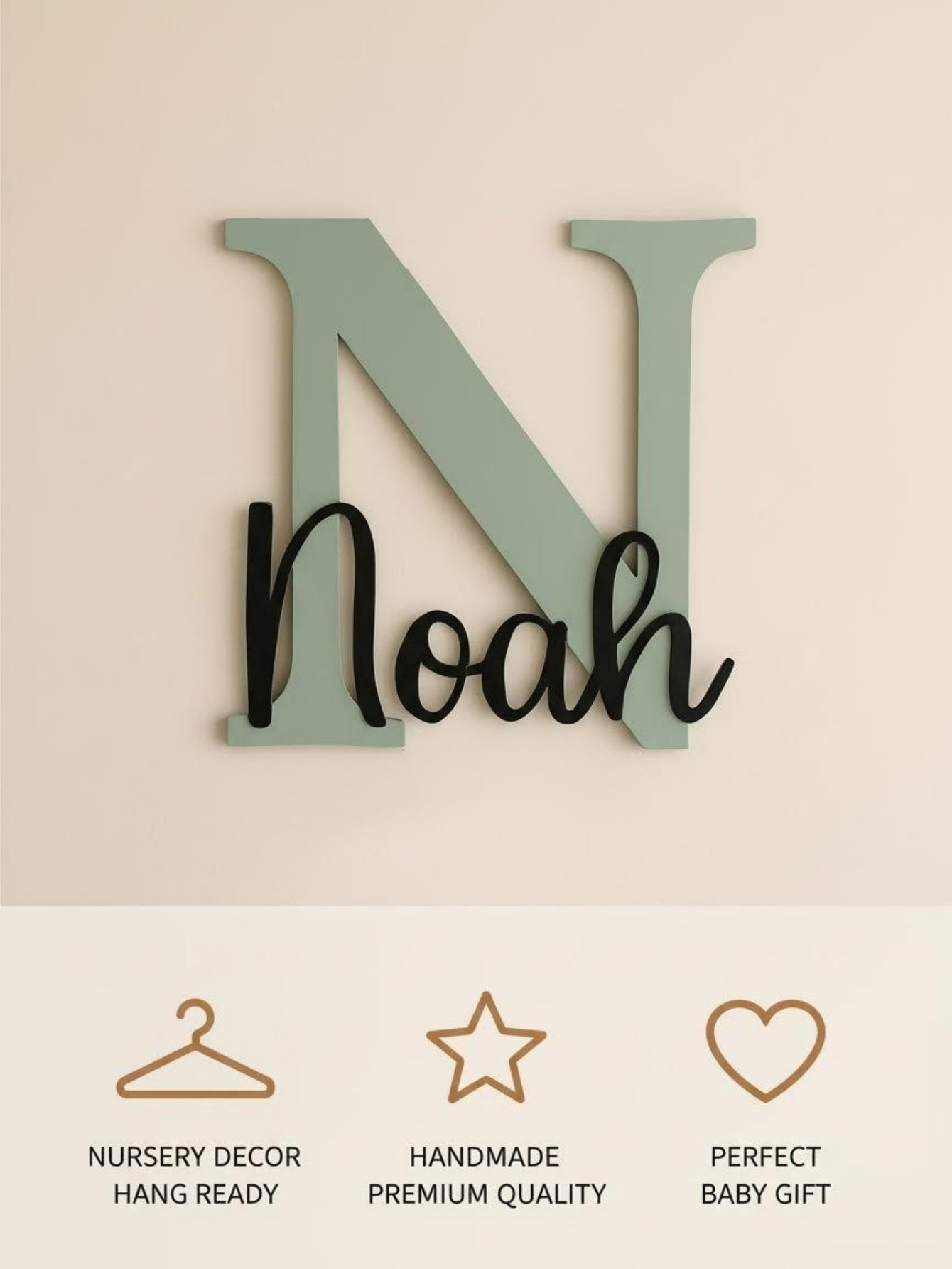 Insegna in Legno a Forma di Nu - Baby Nursery Wall Decor recensione e prezzo